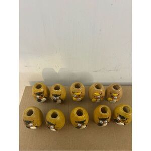 Macrame wooden barrel brown craft beads‎ owls 10 cottage core lot